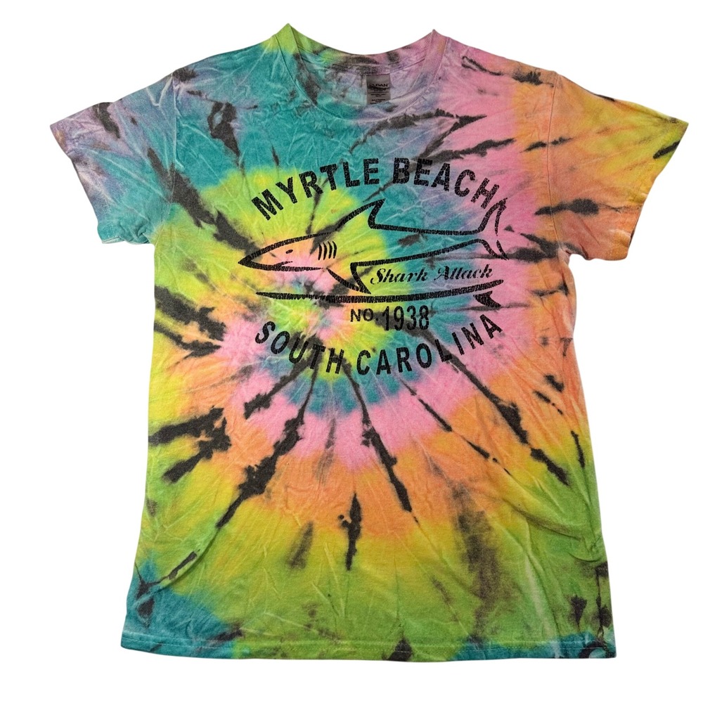 Myrtle Beach Shark Attack Tie Dye T-Shirt South Carolina Small
